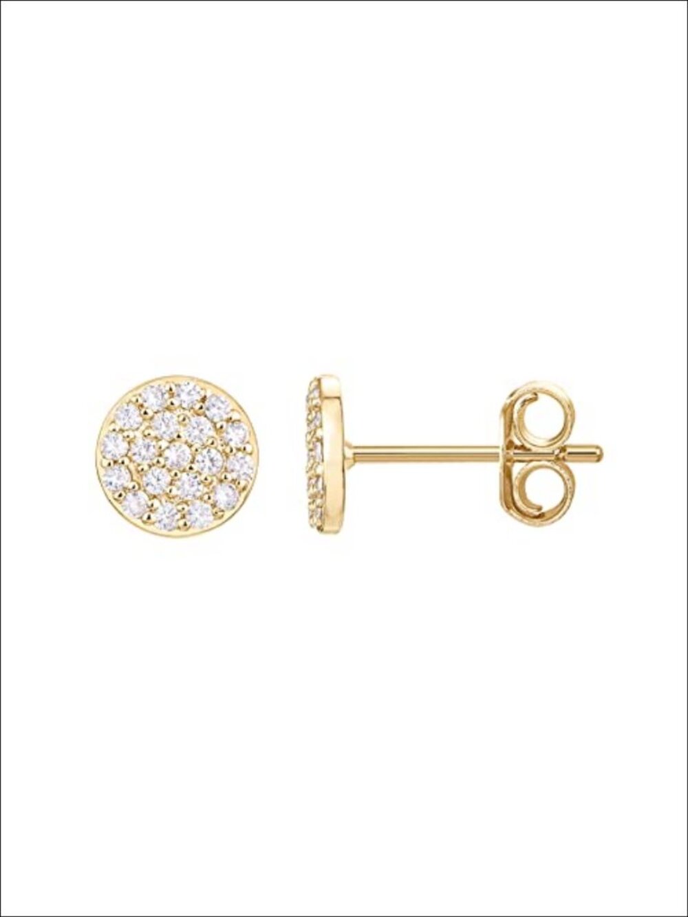 14K Gold Plated 925 Sterling Silver Post Stud Earrings Pave CZ Mini Disc